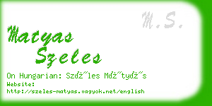 matyas szeles business card